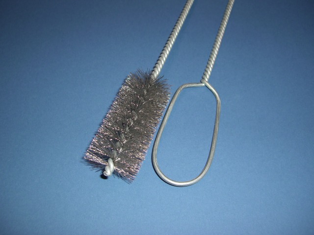 Rundbürste mit Stahldrahtbesatz, Durchmesser 38/1000 mm mit gedrehtem Stiel aus Stahldraht Rundbürste mit Stahldrahtbesatz, Durchmesser 38/1000 mm mit gedrehtem Stiel aus Stahldraht