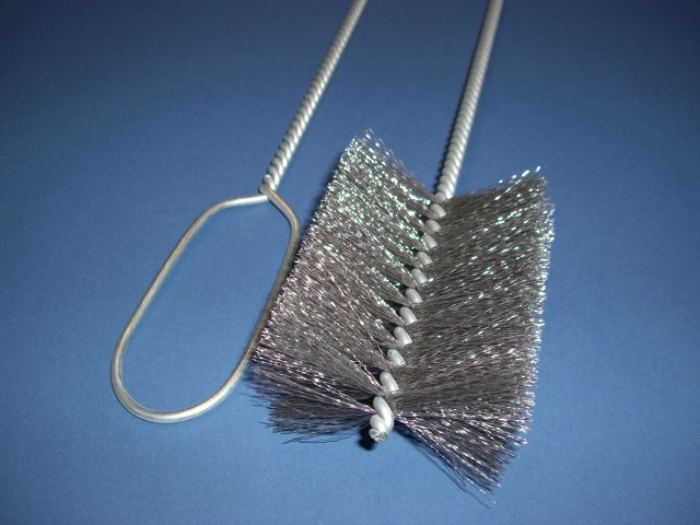 Rundbürste mit Stahldrahtbesatz, Durchmesser 75/1000 mm gescheitelt mit gedrehtem Stiel aus Stahldraht Rundbürste mit Stahldrahtbesatz, Durchmesser 75/1000 mm gescheitelt mit gedrehtem Stiel aus Stahldraht