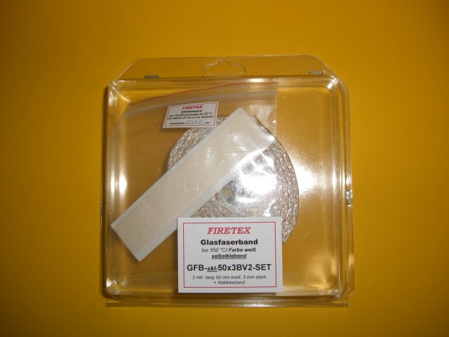 FIRETEX Glasfaserband, , GFB-skl-50x3-BV2-Set, selbstklebend, 50x3 mm, Lnge 2 m + Abklebeband