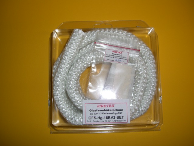 FIRETEX Ofentrdichtschnur wei,  16 mm/ 2m Lnge + Abklebeband GFS-Hg-16BV2-SET