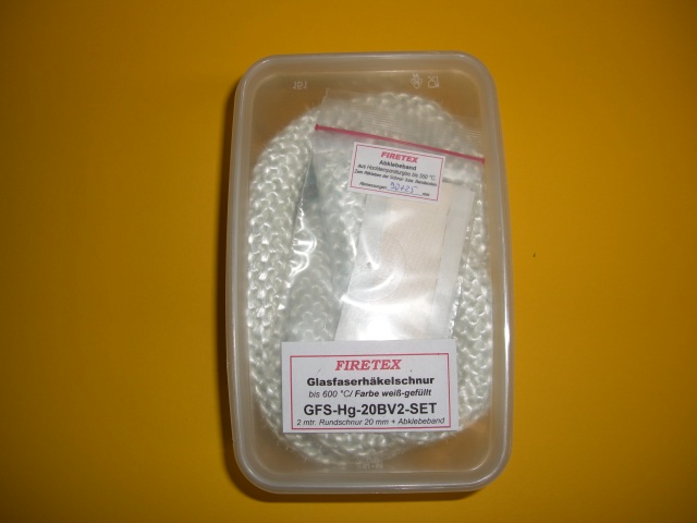 FIRETEX Ofentrdichtschnur wei,  20 mm/ 2m Lnge + Abklebeband GFS-Hg-20BV2-SET