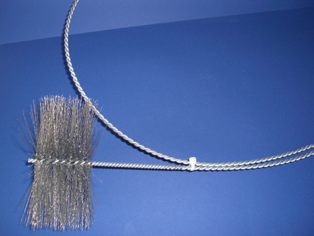 Rauchrohrbesen mit gedrehtem Stiel aus Stahldraht, Stahldrahtbesatz, Durchmesser 120 mm/2000 mm